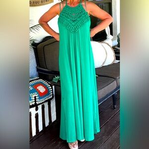 XXL NWT Green Crochet Maxi Dress